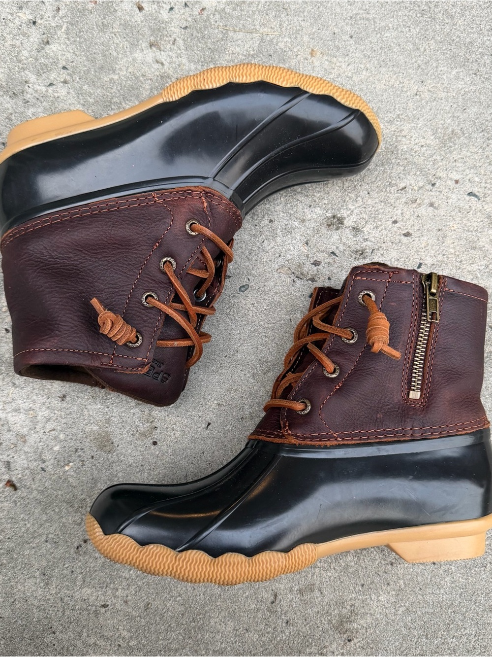 Sperry Saltwater Duck Boots Women’s 6 Tan Dark Brown STS91176